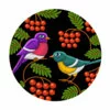 Цветной пример раскраски рябина веточки и птички