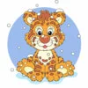 Цветной пример раскраски тигр в снегу