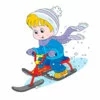 Цветной пример раскраски мальчик на снегокате