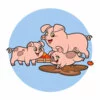 Цветной пример раскраски мама свинья и поросята