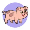 Цветной пример раскраски смешная свинка