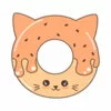 Цветной пример раскраски кот-пончик