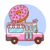 Цветной пример раскраски авто с пончиком