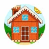 Цветной пример раскраски пряничный сладкий домик