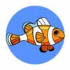 Цветной пример раскраски морская рыба клоун