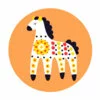 Цветной пример раскраски дымковская игрушка лошадка маленькая