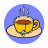 Цветной пример раскраски горячий чай в чашке