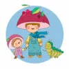 Цветной пример раскраски семья костюм грибочка