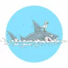 Цветной пример раскраски чайка на акуле