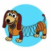 Цветной пример раскраски улыбающиеся твари slinky dog пружинка такса