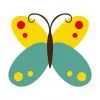 Цветной пример раскраски бабочка с кружочками на крыльях