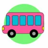 Цветной пример раскраски автобус обведи по линии