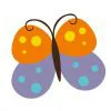 Цветной пример раскраски бабочка из простых фигур