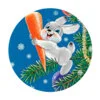 пример раскраски зайчик с морковкой как новогодняя советская открытка