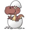 Цветной пример раскраски маленький динозавр в яйце