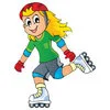 Цветной пример раскраски девочка на роликах летний вид спорта