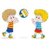 Цветной пример раскраски мальчики играют в волейбол летом