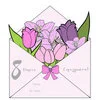 Цветной пример раскраски конверт с цветами на 8 марта