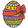 Цветной пример раскраски красивое пасхальное яйцо с бантом и узорами