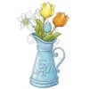 Цветной пример раскраски красивый весенний букет в вазе