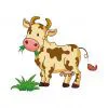 Цветной пример раскраски корова жует траву