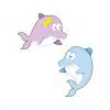 Цветной пример раскраски мальчик и девочка дельфинята