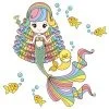 Цветной пример раскраски русалка-принцесса подводного мира