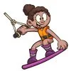 Цветной пример раскраски вейкбординг девочка водный вид спорта