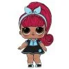 Цветной пример раскраски кукла лол pins пинс с волосами и в платье
