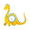 Цветной пример раскраски динозавр для детей с часами