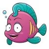 Цветной пример раскраски рыбка милая девочка