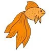 Цветной пример раскраски стройная золотая рыбка с длинным хвостом