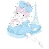 Цветной пример раскраски балерина француженка с котиком