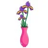 Цветной пример раскраски цветочки ирисы в вазе