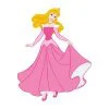 Цветной пример раскраски принцесса аврора в розовом платье дисней