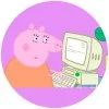 Цветной пример раскраски мама свинка за компьютером