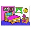 Цветной пример раскраски спальня