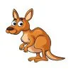 Цветной пример раскраски кенгуру с хитрым взглядом