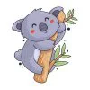 Цветной пример раскраски милая коала на дереве эвкалипта