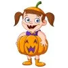 Цветной пример раскраски девочка с тыквой хэллоуин