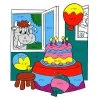 Цветной пример раскраски по номерам: реши примеры день рождения