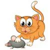 Цветной пример раскраски кот и мышка