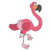 Цветной пример раскраски фламинго на одной ноге
