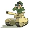 Цветной пример раскраски военный в танке