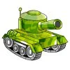 Цветной пример раскраски игрушечная моделька танка