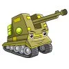 Цветной пример раскраски артиллерийский танк