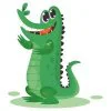 Цветной пример раскраски крокодил улыбается