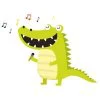 Цветной пример раскраски крокодил музыкант