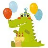 Цветной пример раскраски крокодил с тортом день рождения