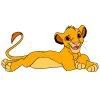 Цветной пример раскраски львенок симба лежит. король лев мультфильм